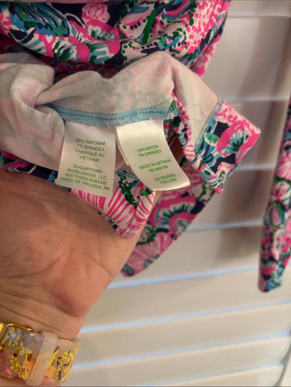 Lilly Pulitzer Pink & Blue Floral V-Neck Tunic - Picture 8 of 9